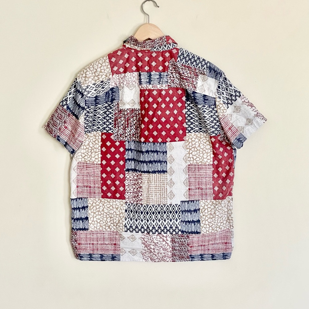 New American Eagle Flex Patchwork Print Short Sle… - image 7